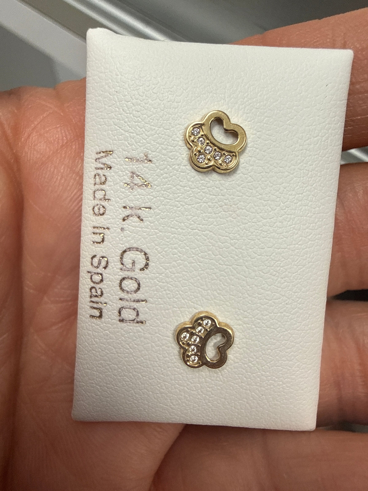 14k Earrings dog paw screw back