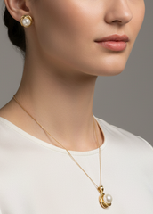 14k Earrings and pendant set in pearls