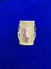 10k ring san Judas 5.43g pink white stones