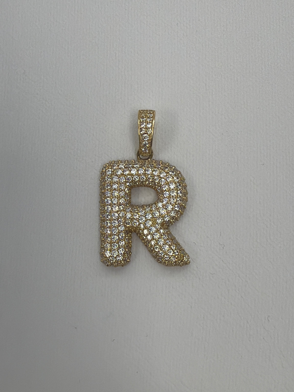 14k letter R pendant with Cz’s stones