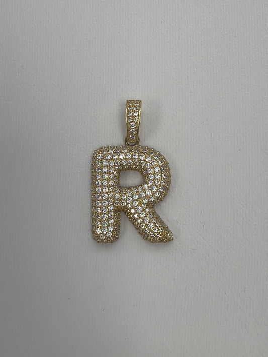 14k letter R pendant with Cz’s stones