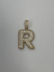 14k letter R pendant with Cz’s stones