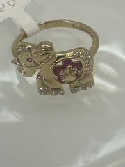 10k  ring  elefant with red stones