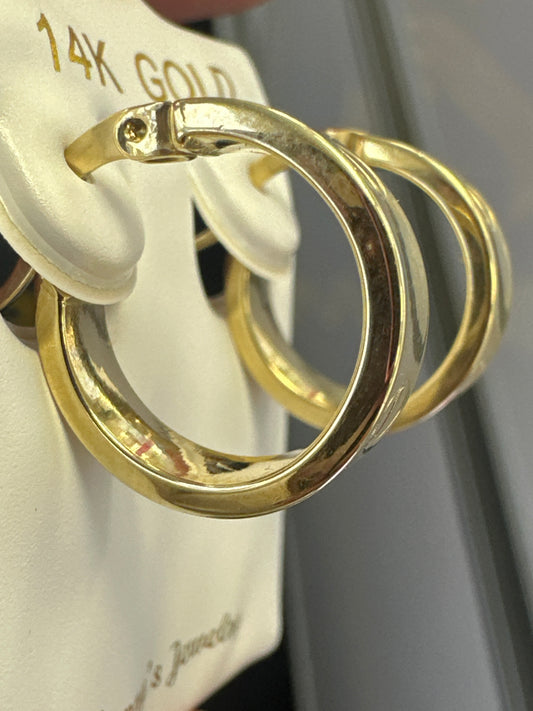 14k hoops small Huggies gold with design