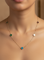 14k necklace 5 clover multi colors