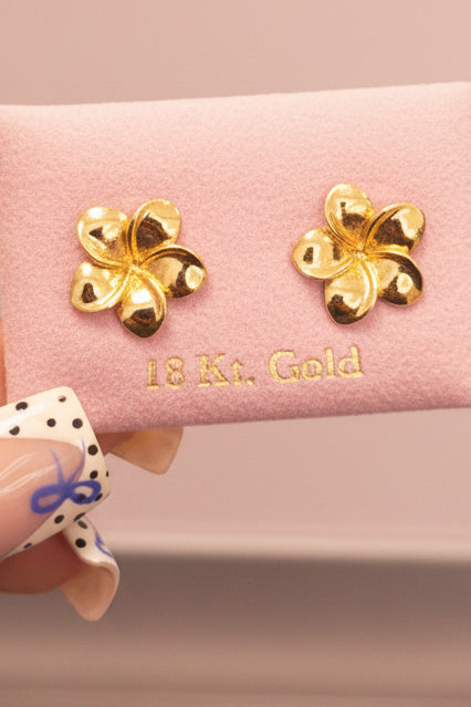 18k flower hibiscus earrings push back