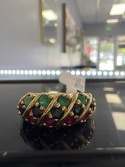 14k ring gold w/ ruby black emerald stones