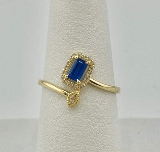 14k ring with big blue stone