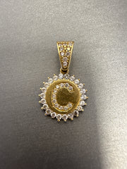14k letter C pendant with Cz’s halo