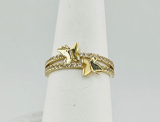 14k ring with stones and butterflies