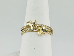 14k ring with stones and butterflies