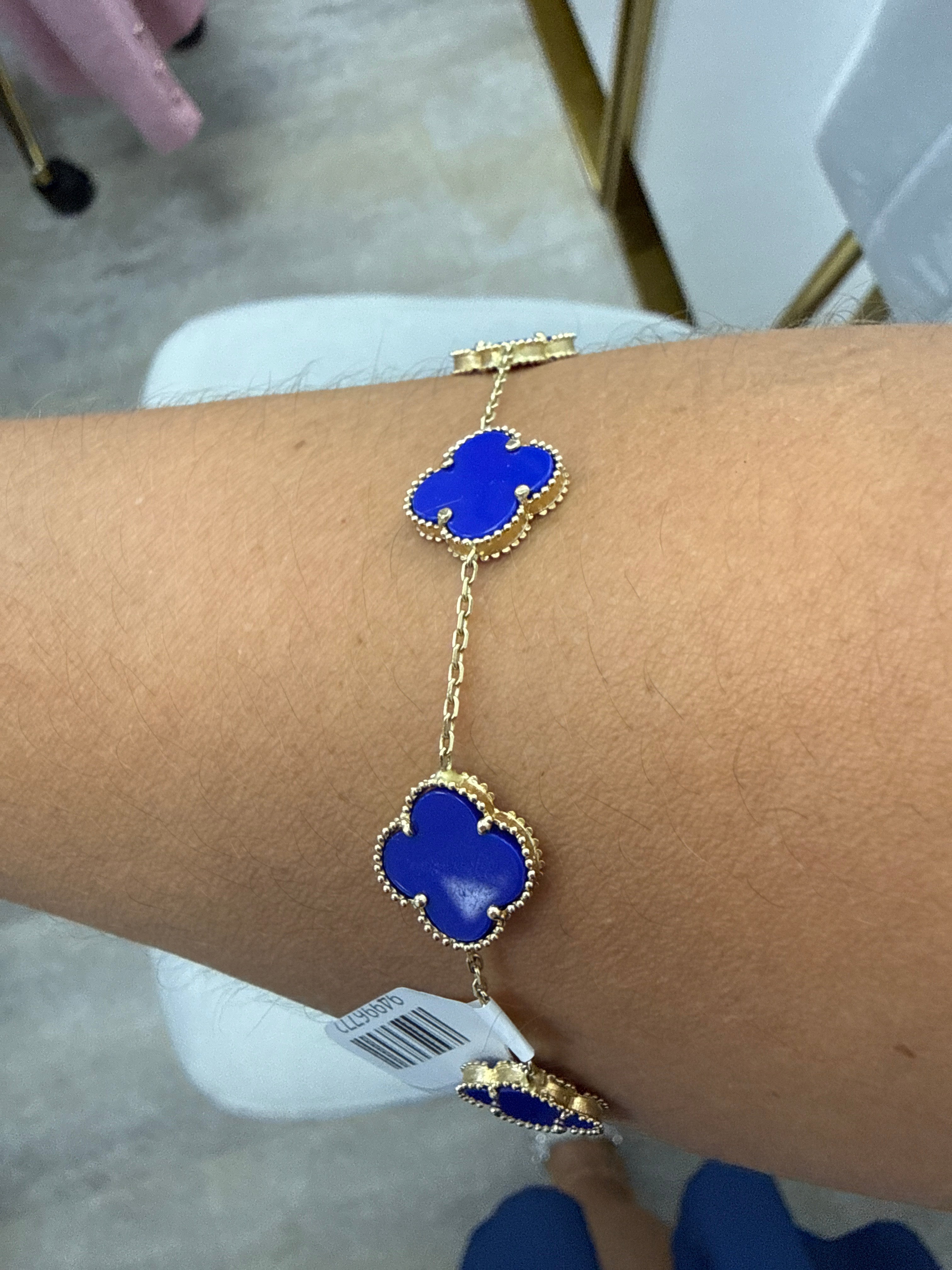 14k bracelet blue flower clover en especial 5.72 gramos