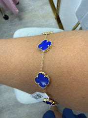 14k bracelet blue flower clover en especial 5.72 gramos