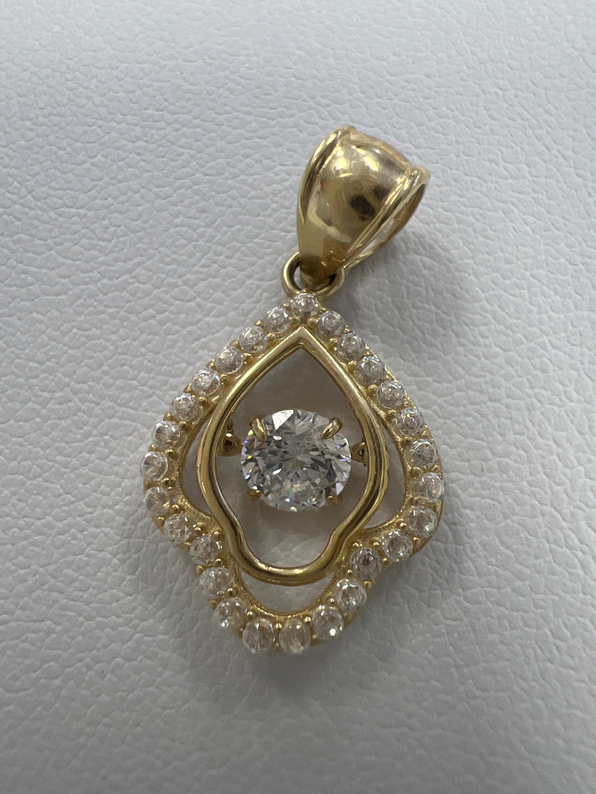 14k spade pendant w/ moving stone