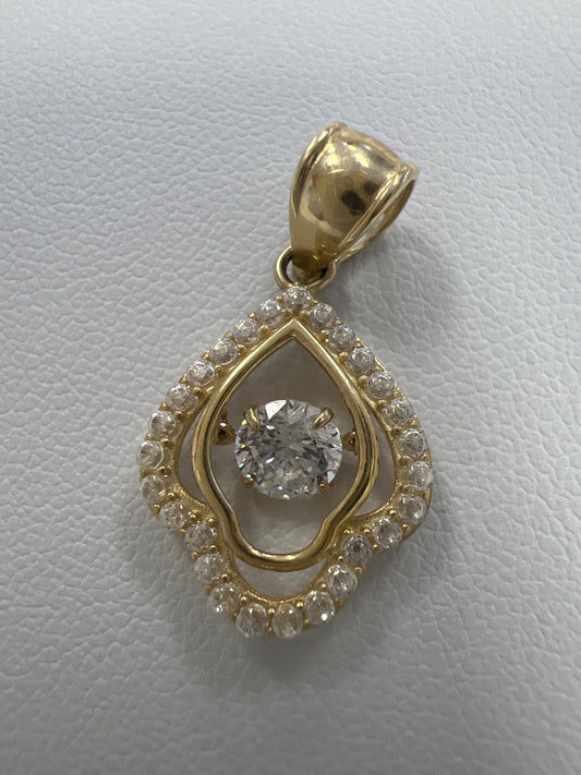 14k spade pendant w/ moving stone