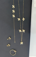 14k flower set ring earrings necklace and