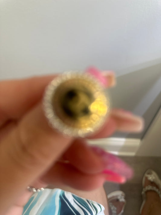 10k gold CC ring black with stones