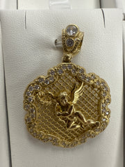 14k Angel Pendant with stones & wings