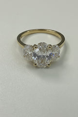 14k  Diamond Engagement oval with 3 lab grown diamonds  with a total estimated weight of 3.20CT with certificate