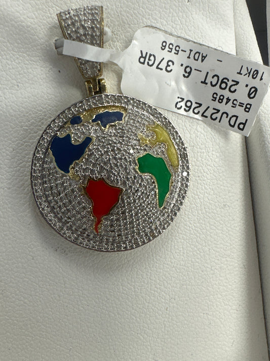 10k earth pendant w/ diamonds .29t