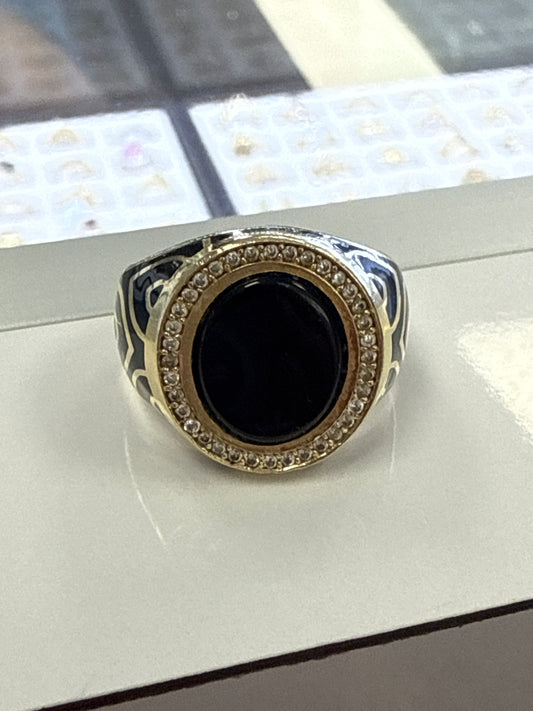 14k Black Leaf ring