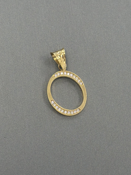 14k letter O pendant with Cz’s stones