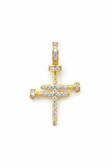 14k cross pendant with CZ’s nail shape