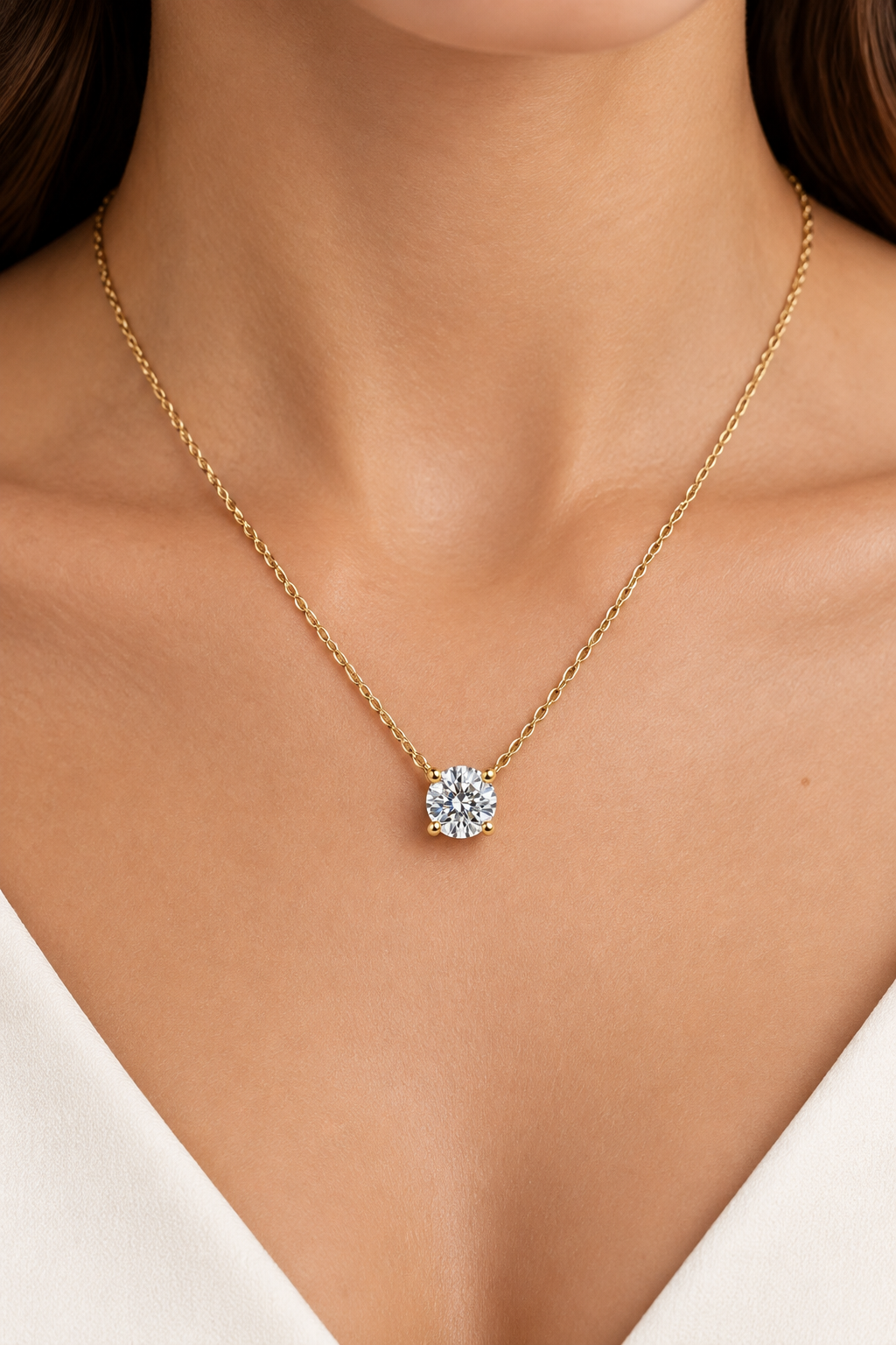 14k necklace with round lab diamond 1.00 CT VS