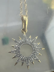 14k necklace .10 diamond &  flower style  17”