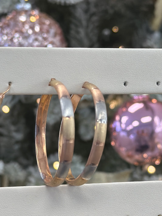 14k tri color hoop earrings medium