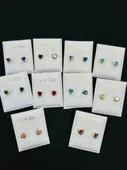 14k small colored heart stone earrings (call for available colors) ($60 each)