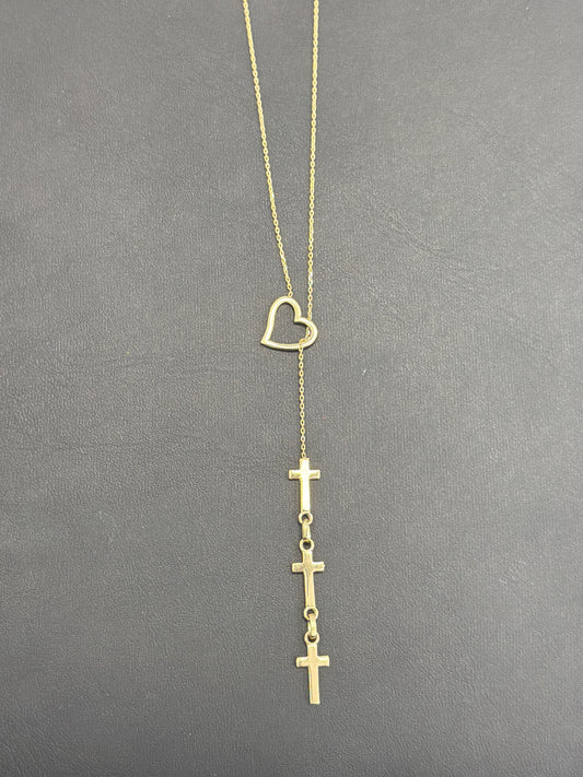 14k Heart necklace with cross