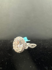 Sterling Silver Round Moissanite Ring 3.98ct
