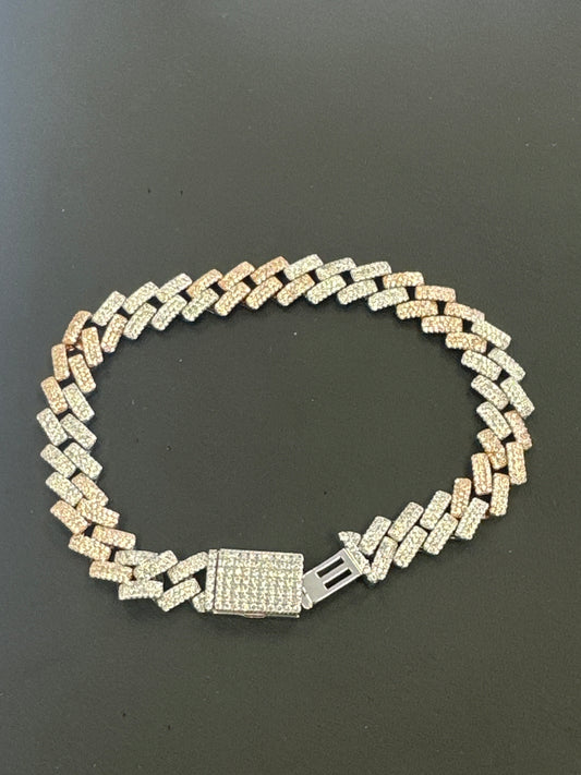 Silver 925 Bracelet silver monaco men 2 tones