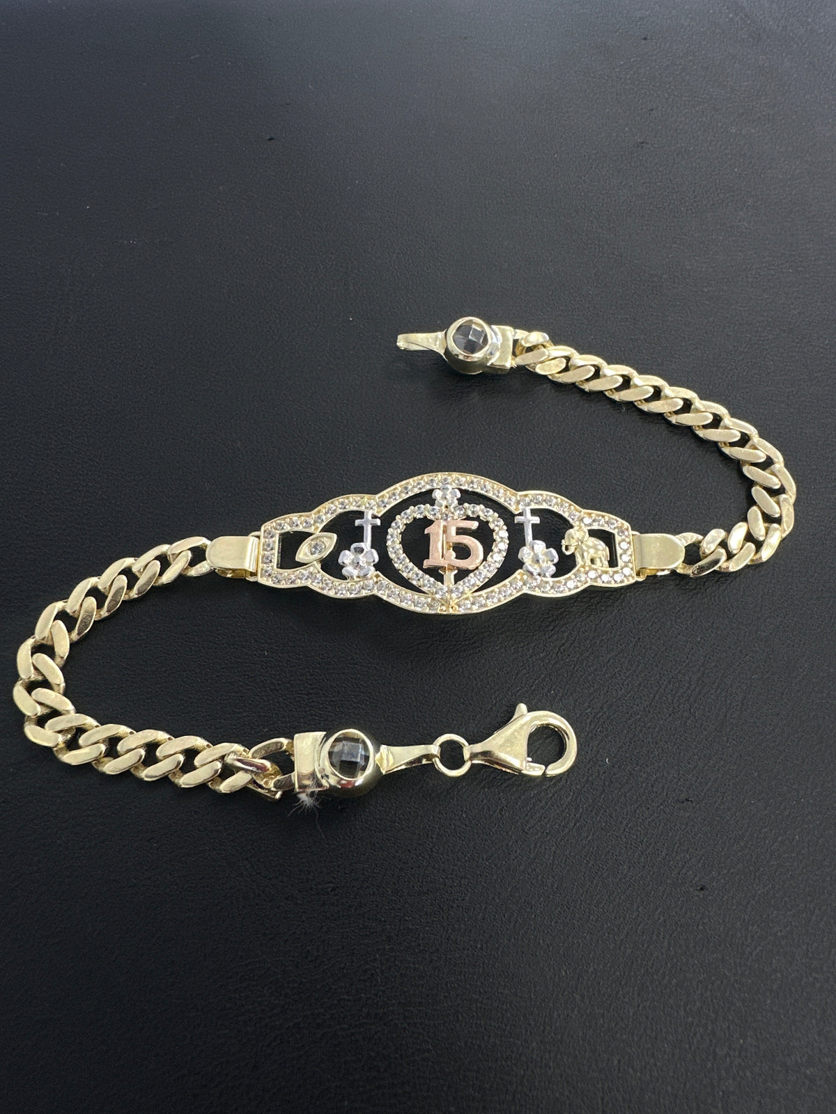 14k bracelet de quince tiara  7.95g