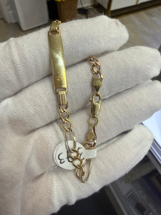 14k baby bracelet cuban link 6”
