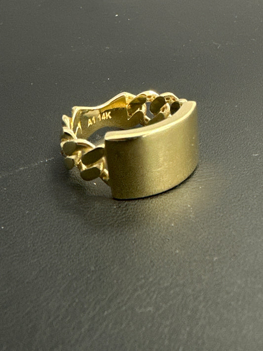 14k ring with Monaco chain style con placa 4.43g