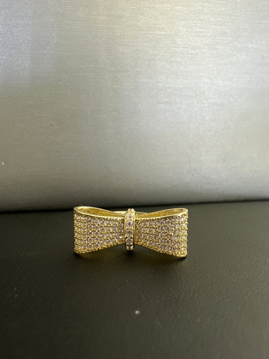 14k bow ring with stones