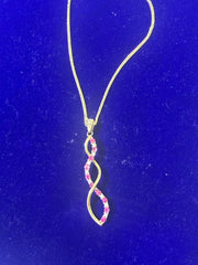 14k necklace 16” with ruby  pendant