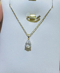 14k necklace with diamond 0.50ct pearl shape