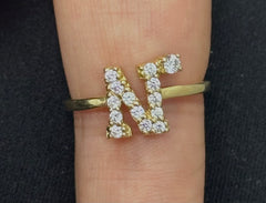 14k letter N ring