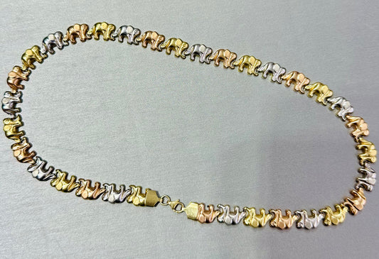 14k Elephant tricolor necklace