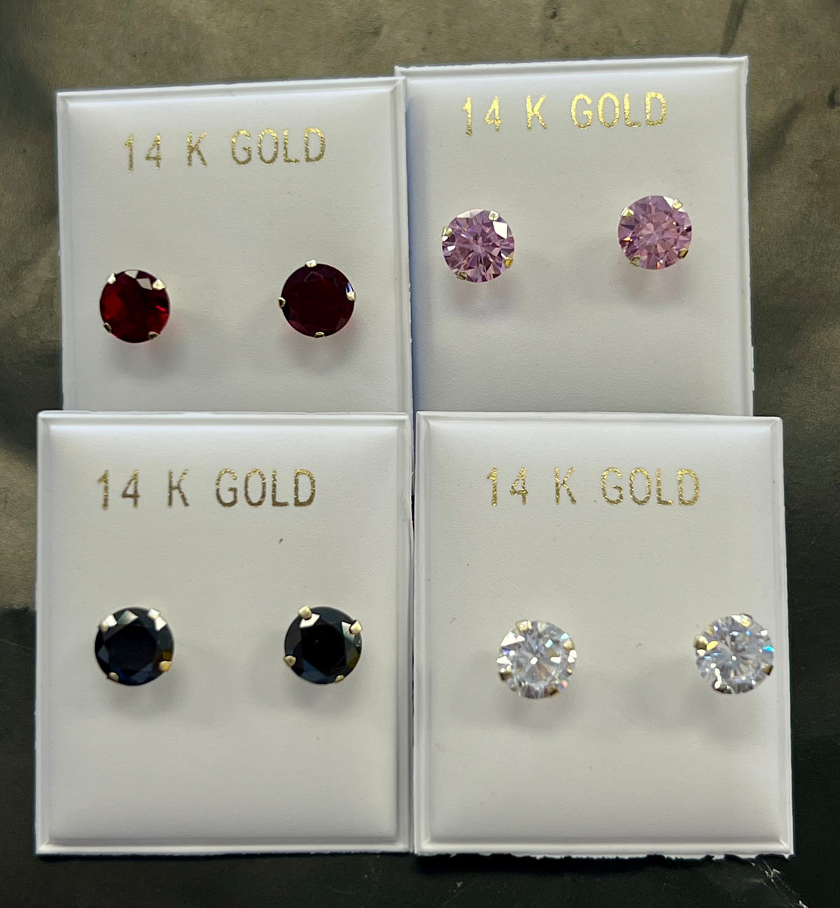 14k big stone earring (black OR white OR pink OR red) (contact for color)