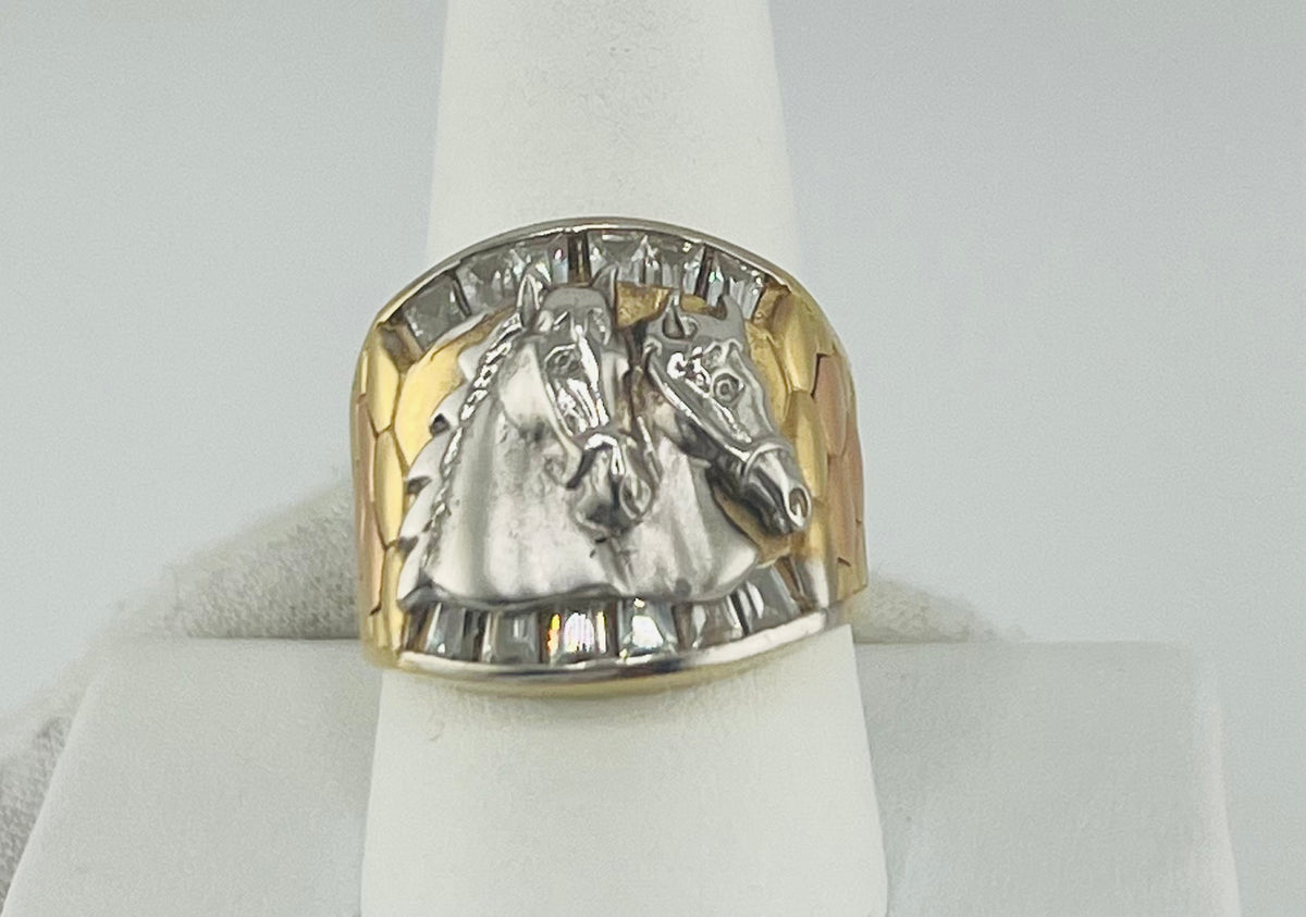 14k ring men horse stone