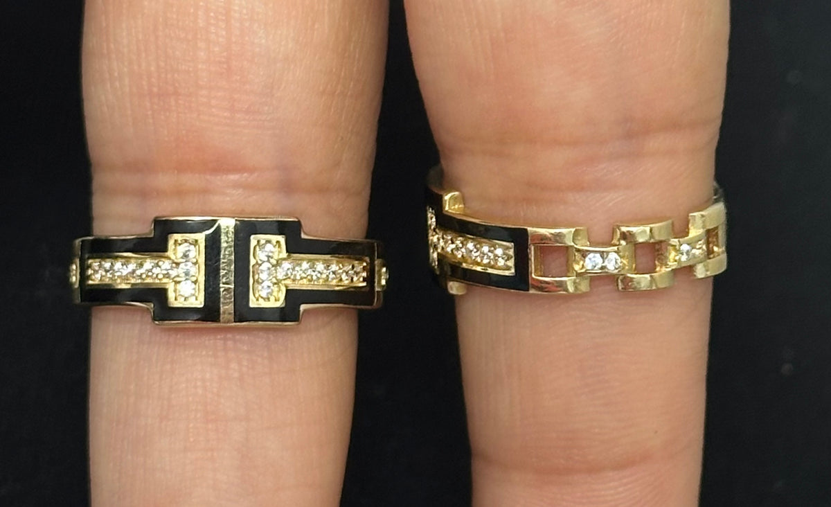 14k gold black chain ring