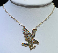 14k necklace choker eagle multicolor stones