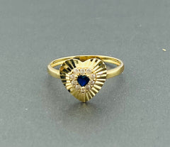 14k ring ladies heart with blue stone