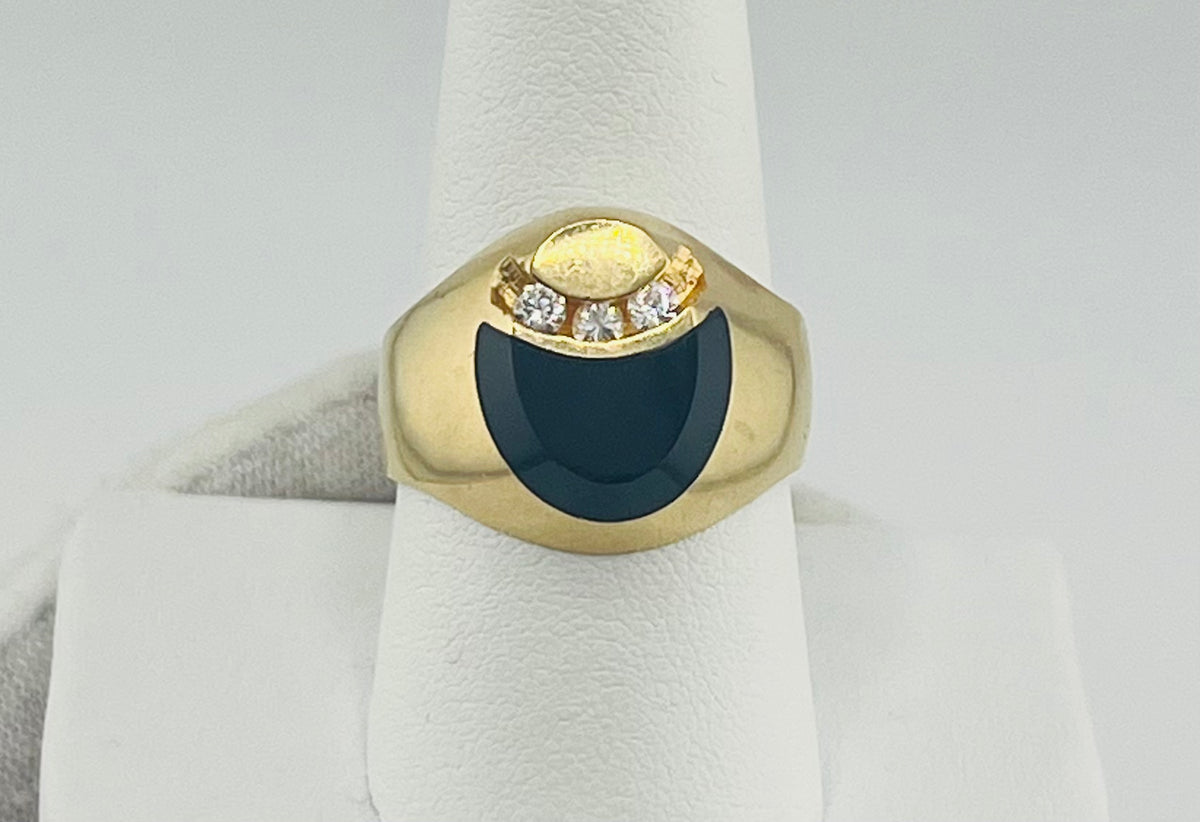 14k ring men black onix stone mon