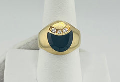 14k ring men black onix stone mon