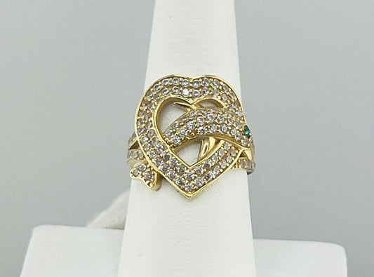 14k ring ladies heart with dolphin stone